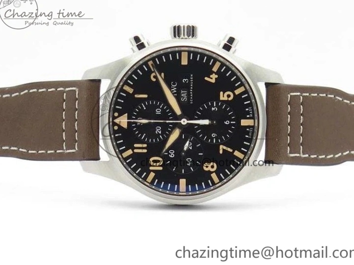 MIROTIME 0301 Pilot Chrono 20th ZF 1:1 Best Edition Black Dial On Brown Leather Strap A ZeroBulk 7236